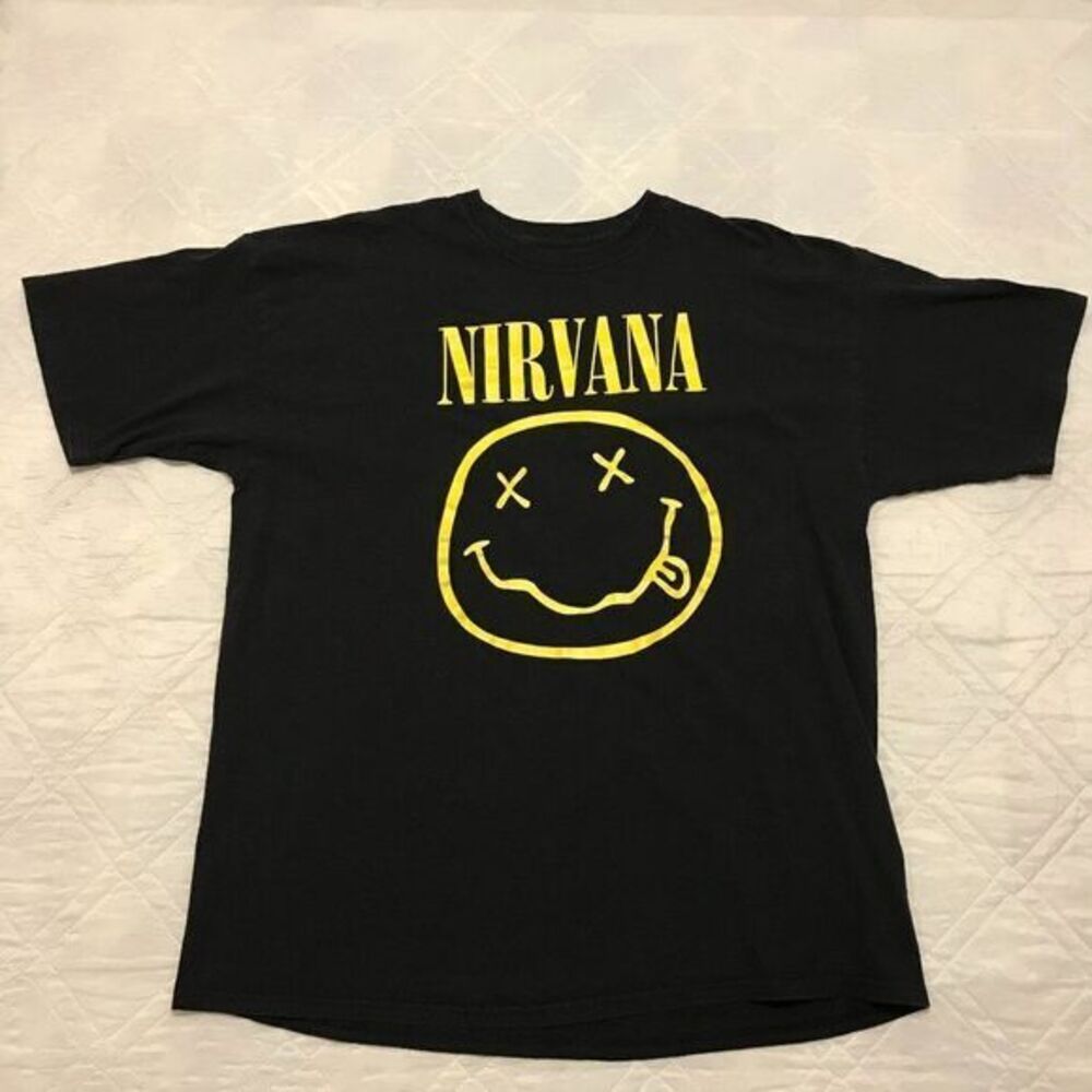 Nirvana Smiley Black T shirt 2XL